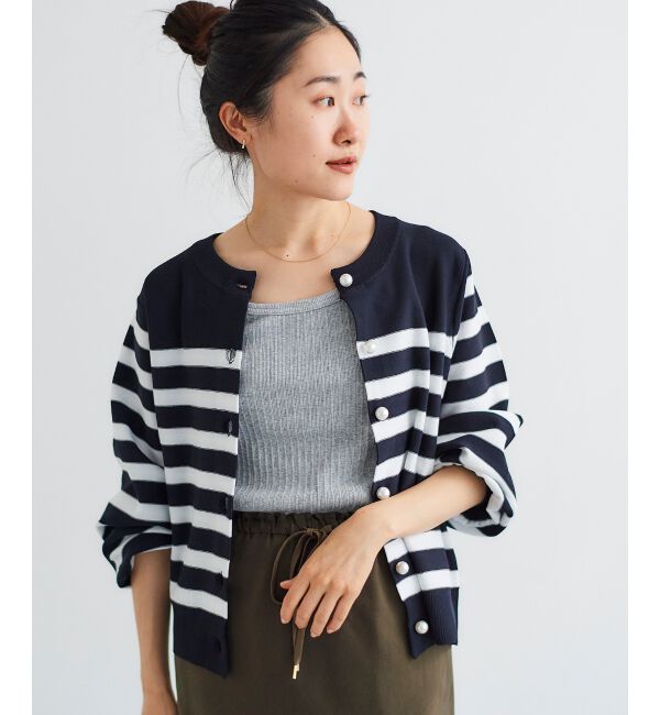 le.coeur blanc「《手洗い可能》パールボタンボリュームスリーブカーディガン」|カーディガン|