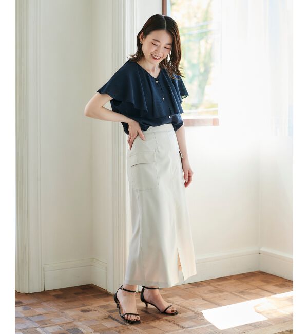 le.coeur blanc「《手洗い可能》ドライタッチカーゴポケットトラペーズスカート」|スカート|