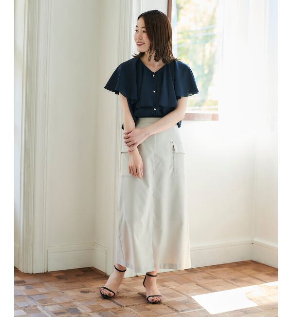 le.coeur blanc「《手洗い可能》ドライタッチカーゴポケットトラペーズスカート」|スカート|