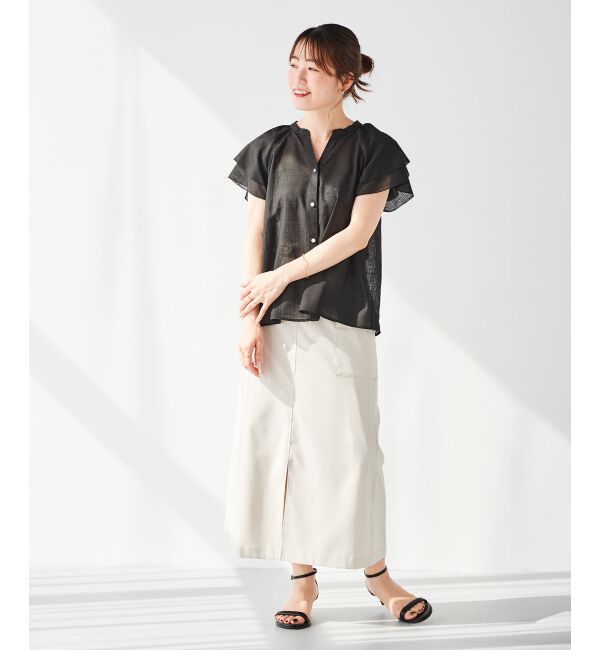 le.coeur blanc「《手洗い可能》ドライタッチカーゴポケットトラペーズスカート」|スカート|