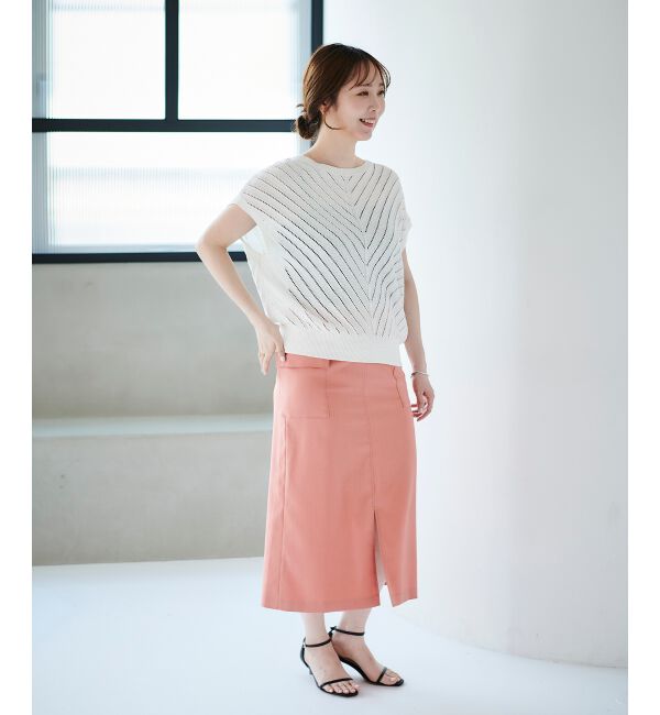 le.coeur blanc「《手洗い可能》ドライタッチカーゴポケットトラペーズスカート」|スカート|