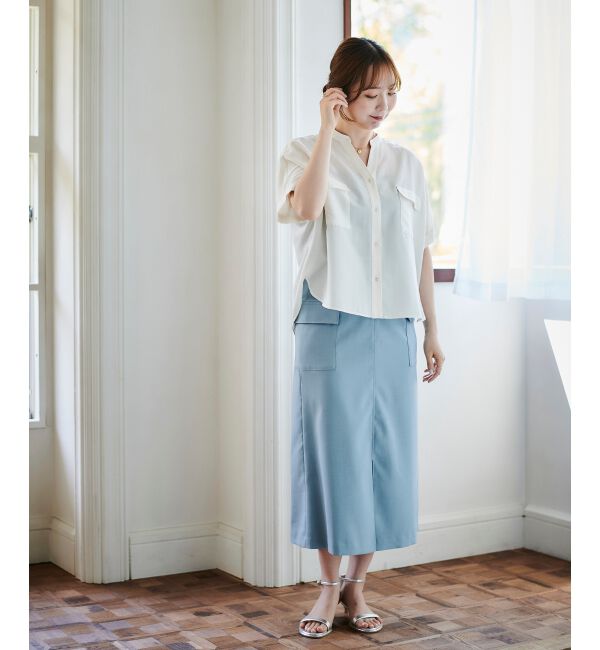 le.coeur blanc「《手洗い可能》ドライタッチカーゴポケットトラペーズスカート」|スカート|