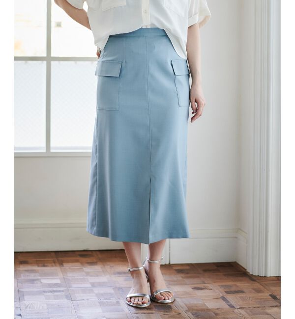 le.coeur blanc「《手洗い可能》ドライタッチカーゴポケットトラペーズスカート」|スカート|