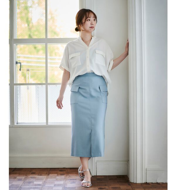 le.coeur blanc「《手洗い可能》ドライタッチカーゴポケットトラペーズスカート」|スカート|