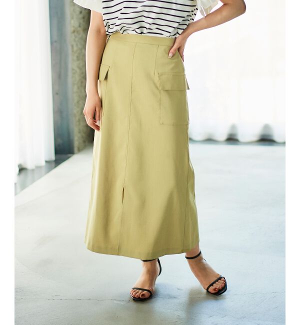 le.coeur blanc「《手洗い可能》ドライタッチカーゴポケットトラペーズスカート」|スカート|