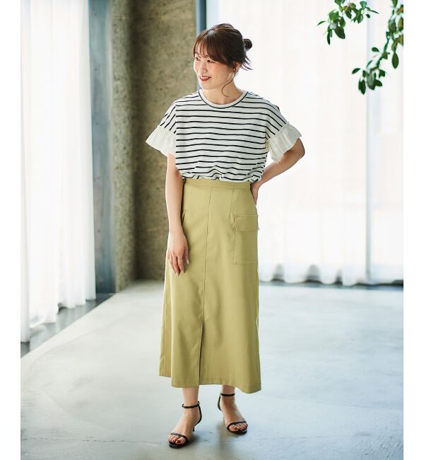 le.coeur blanc「《手洗い可能》ドライタッチカーゴポケットトラペーズスカート」|スカート|