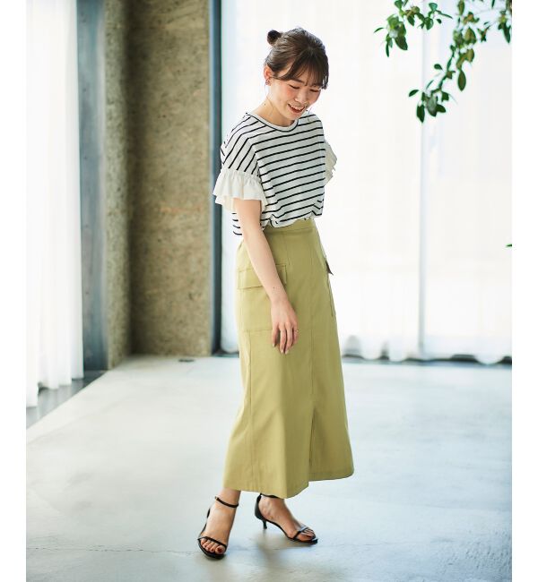 le.coeur blanc「《手洗い可能》ドライタッチカーゴポケットトラペーズスカート」|スカート|