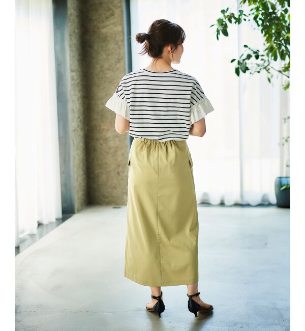 le.coeur blanc「《手洗い可能》ドライタッチカーゴポケットトラペーズスカート」|スカート|