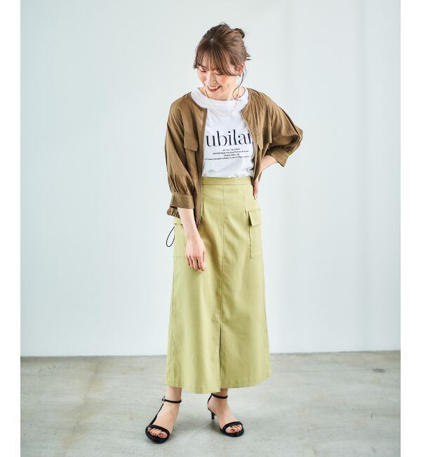 le.coeur blanc「《手洗い可能》ドライタッチカーゴポケットトラペーズスカート」|スカート|