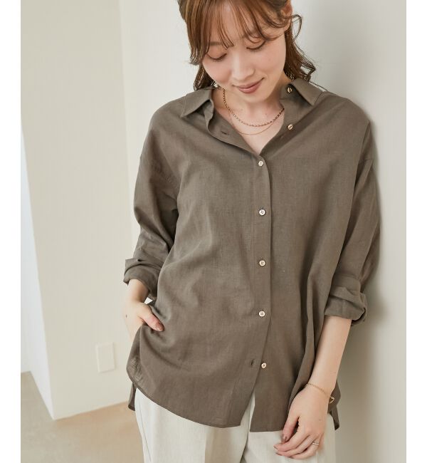  「《さらっとした着心地》コットン麻オーバーシャツ」|シャツ・ブラウス|