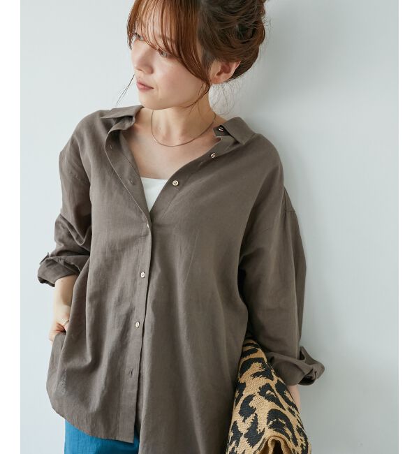  「《さらっとした着心地》コットン麻オーバーシャツ」|シャツ・ブラウス|モカ