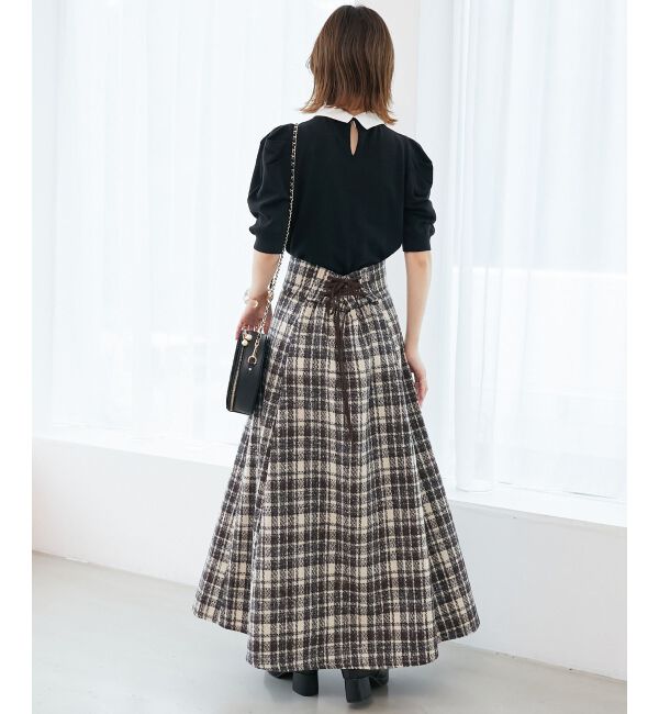 MAJESTICLEGON「バックレースアップフレアスカート」|フレア|