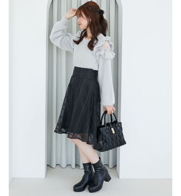 MAJESTICLEGON「バックレースアップフレアスカート」|フレア|