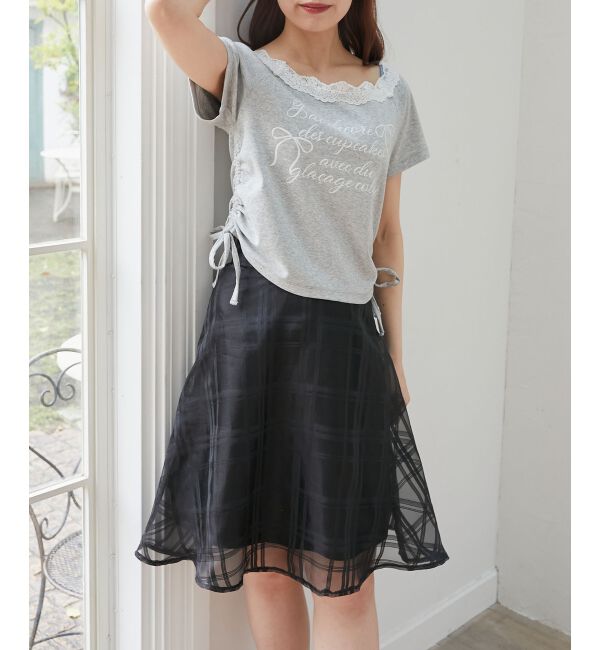 MAJESTICLEGON「バックレースアップフレアスカート」|フレア|