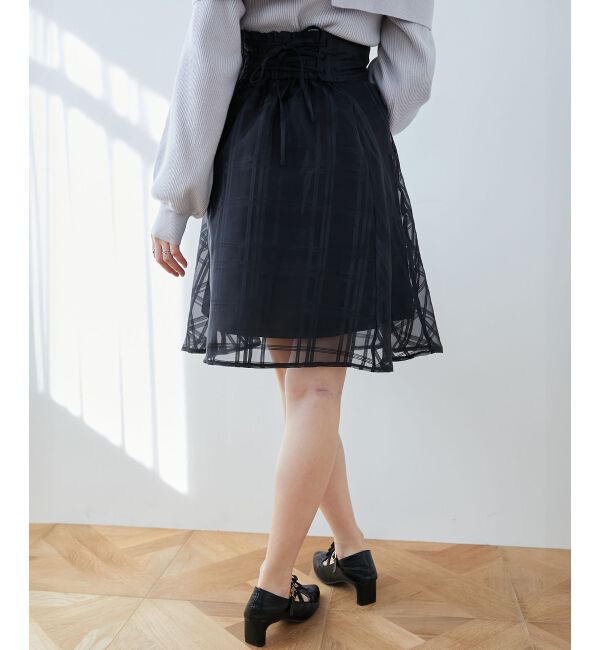 MAJESTICLEGON「バックレースアップフレアスカート」|フレア|