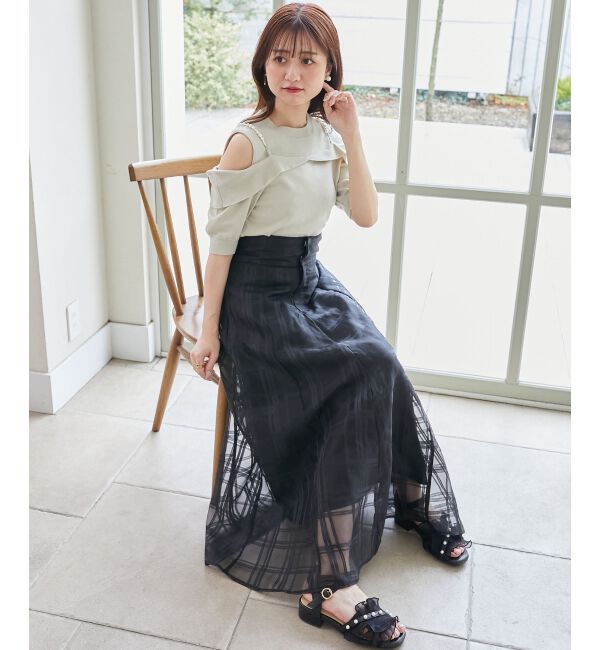 MAJESTICLEGON「バックレースアップフレアスカート」|フレア|