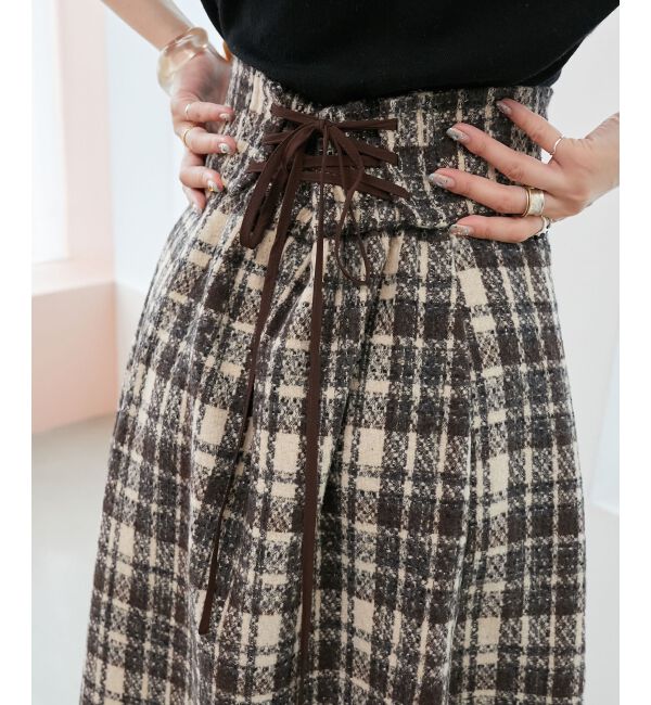 MAJESTICLEGON「バックレースアップフレアスカート」|フレア|