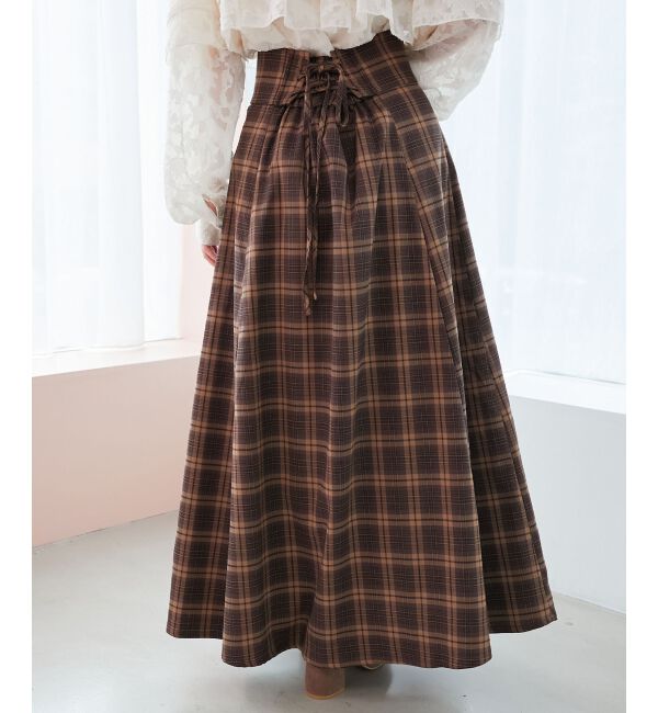 MAJESTICLEGON「バックレースアップフレアスカート」|フレア|