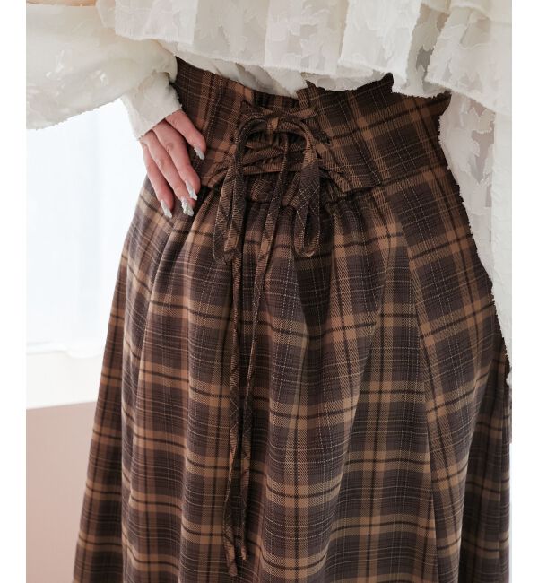 MAJESTICLEGON「バックレースアップフレアスカート」|フレア|