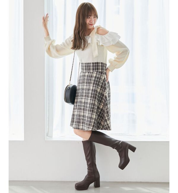 MAJESTICLEGON「バックレースアップフレアスカート」|フレア|