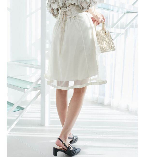 MAJESTICLEGON「バックレースアップフレアスカート」|フレア|