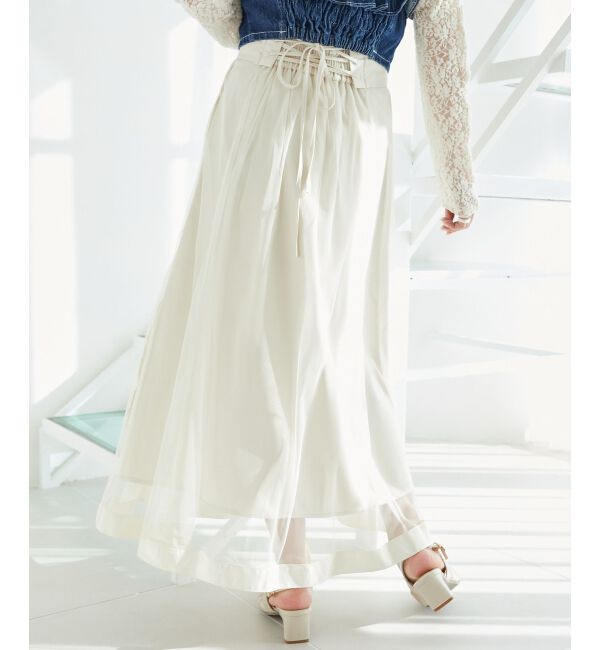 MAJESTICLEGON「バックレースアップフレアスカート」|フレア|