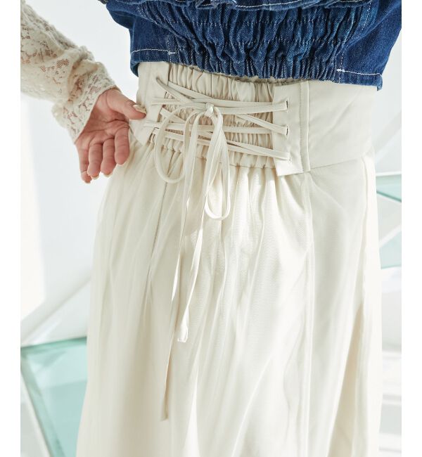 MAJESTICLEGON「バックレースアップフレアスカート」|フレア|