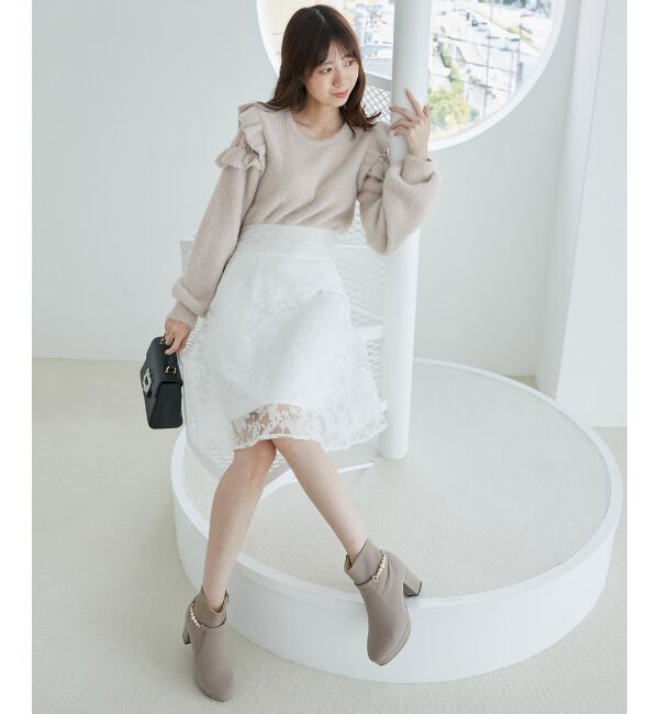 MAJESTICLEGON「バックレースアップフレアスカート」|フレア|