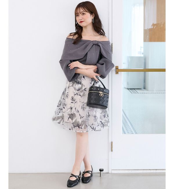 MAJESTICLEGON「バックレースアップフレアスカート」|フレア|グレー