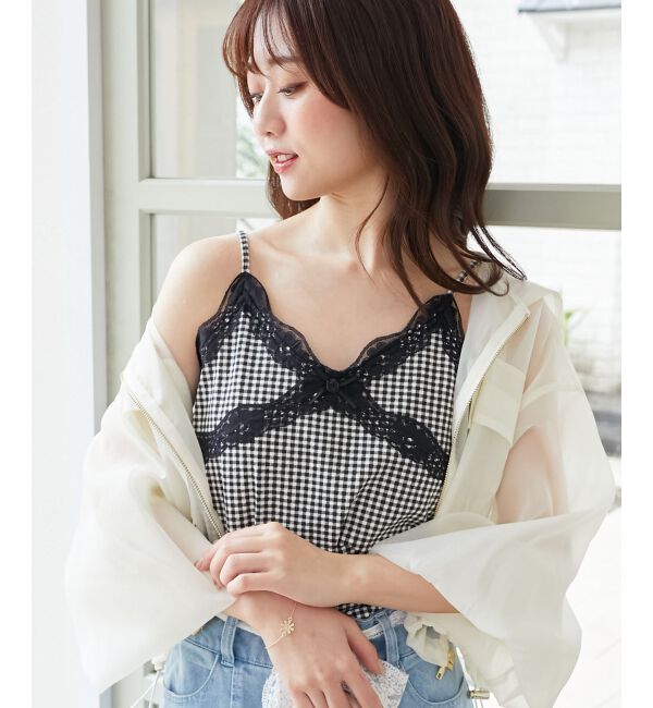  「カップ付きローズリボンキャミ」|キャミソール|