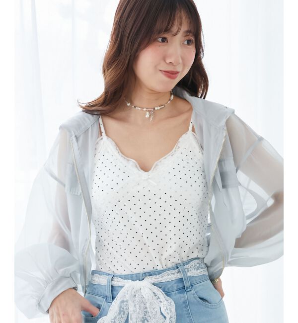  「カップ付きローズリボンキャミ」|キャミソール|