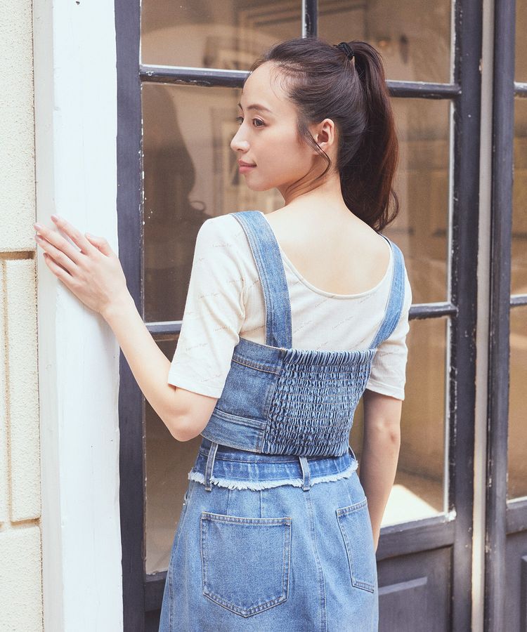 earth music&ecology「フロントボタンデニムビスチェ」|ベスト・ジレ|