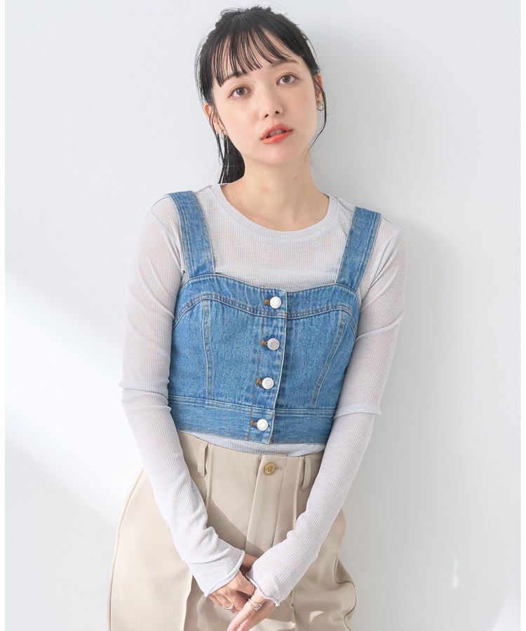 earth music&ecology「フロントボタンデニムビスチェ」|ベスト・ジレ|