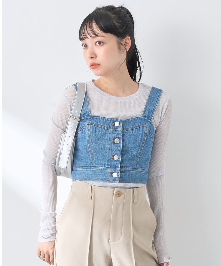 earth music&ecology「フロントボタンデニムビスチェ」|ベスト・ジレ|