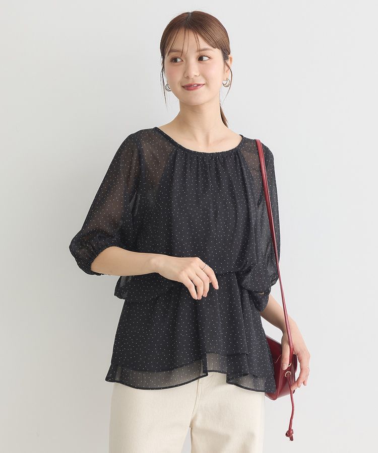 earth music&ecology「レイヤードライクドット柄ブラウス」|シャツ・ブラウス|