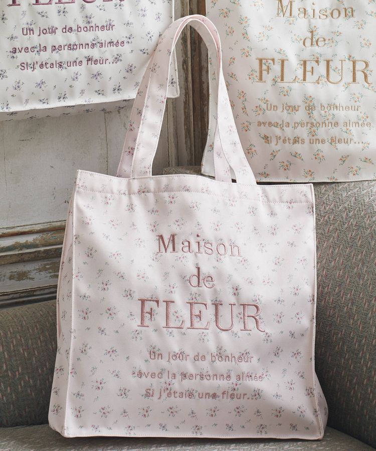 Maison de FLEUR「フラワープリントスクエアトートバッグ」|トートバッグ|ピンク