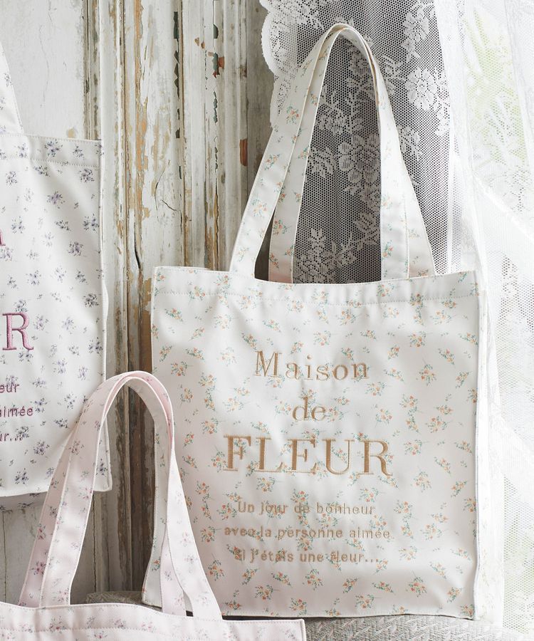 Maison de FLEUR「フラワープリントスクエアトートバッグ」|トートバッグ|オレンジ