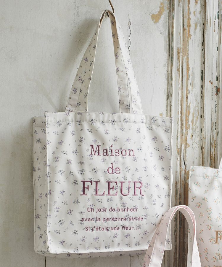 Maison de FLEUR「フラワープリントスクエアトートバッグ」|トートバッグ|ラベンダー