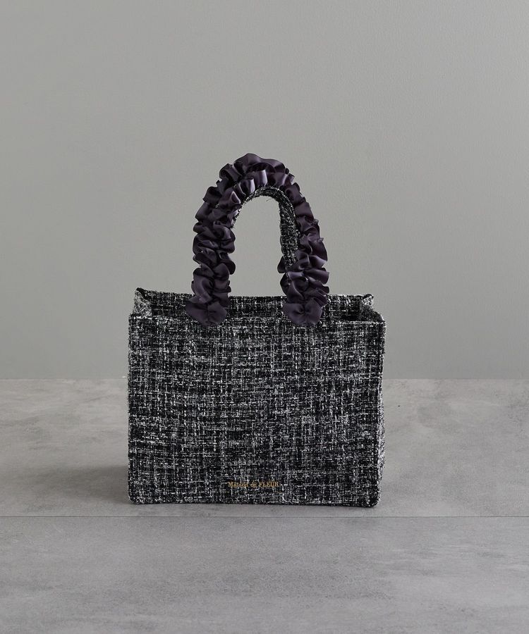 Maison de FLEUR「EC限定ツイードフリルスクエアトートSバッグ」|トートバッグ|ブラック