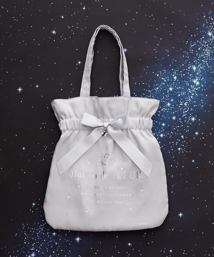 Maison de FLEUR「スターシャイニーリボントートバッグ」|トートバッグ|グレイッシュブルー