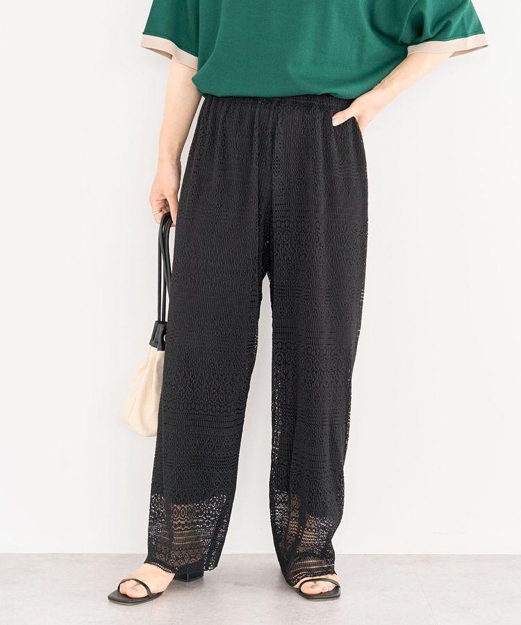 Green Parks「レースプリーツパンツ」|その他|Black
