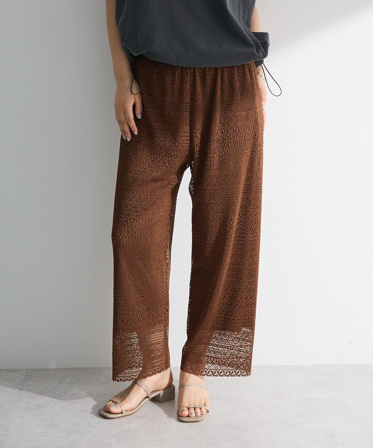 Green Parks「レースプリーツパンツ」|その他|Brown