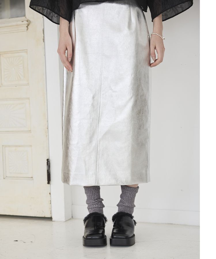GARAGE OF GOOD CLOTHING「【TORRAZZO DONNA】メタリックスカート」|タイト|Silver