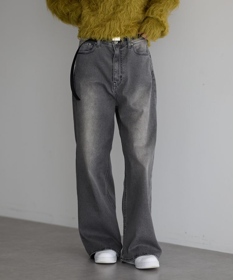 GARAGE OF GOOD CLOTHING「ハイウエストワイドデニムパンツ（グレー）」|デニム|