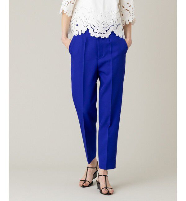 LOULOU WILLOUGHBY「【LOULOU WILLOUGHBY】ハイウエストツイルテーパードパンツ」|チノ|ブルー