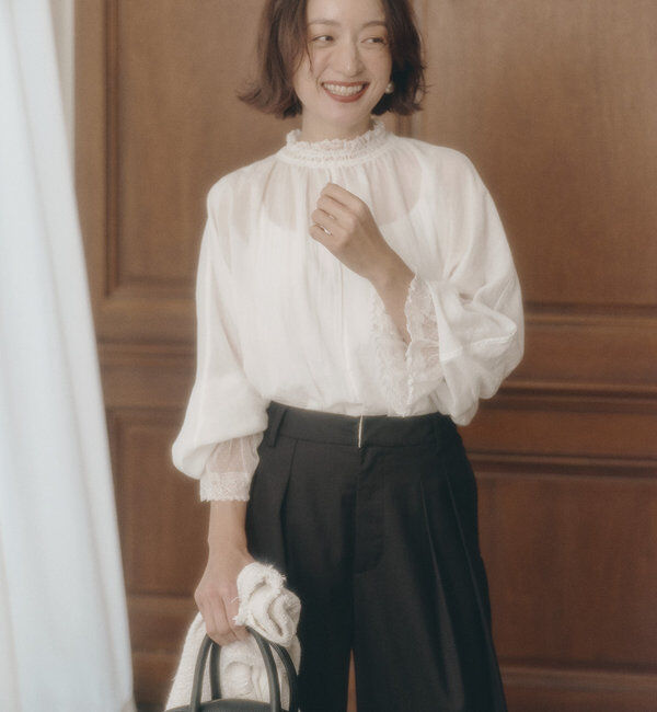  「襟袖レースプチハイネックブラウス」|プルオーバー|