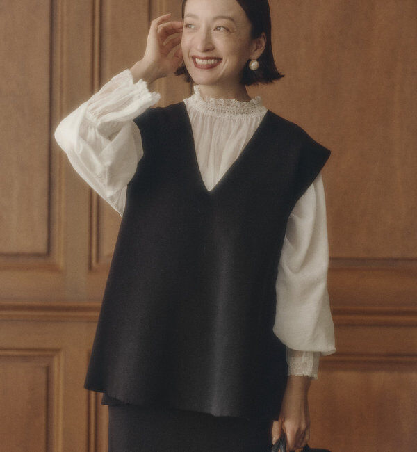  「襟袖レースプチハイネックブラウス」|プルオーバー|