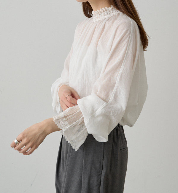  「襟袖レースプチハイネックブラウス」|プルオーバー|