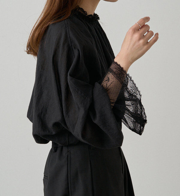  「襟袖レースプチハイネックブラウス」|プルオーバー|