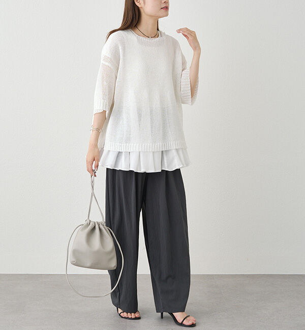  「テープヤーンハーフスリーブニットプルオーバー」|ニット・セーター|